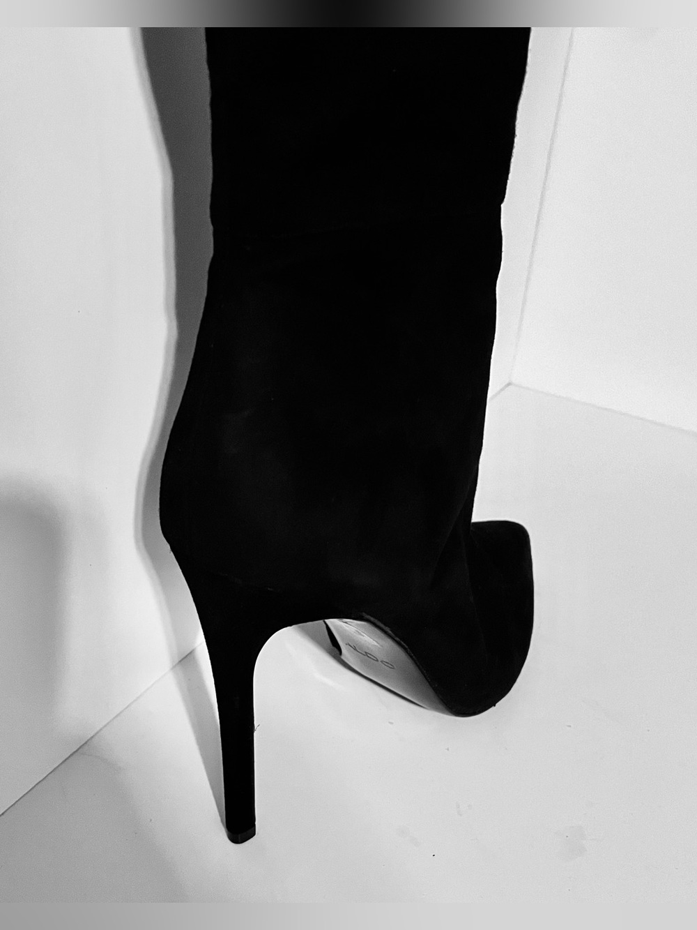 ALDO Leather/Suede Black Tall Over-the-Knee Stiletto Boots - Picture 9 of 14
